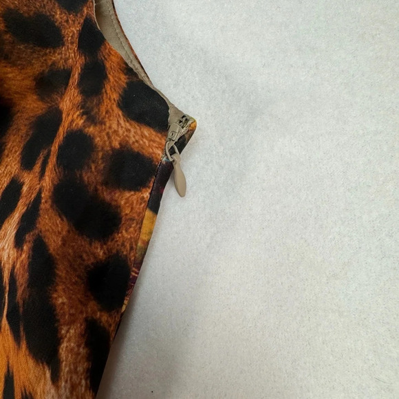 Antonio Melani Sheath Faux Wrap Dress Womens Size 2 Animal Print Floral Lined - Picture 10 of 11